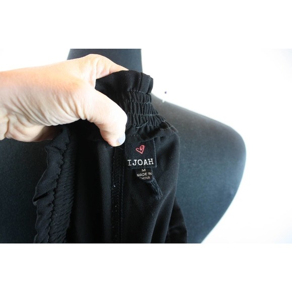 Ijoah Pants Short Wide Leg Paper Bag Waist Elastic Tie Belt Black Size M - Picture 3 of 3